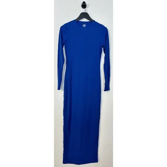 SKIMS Fits Everybody Long Sleeve Crewneck Dress in Sapphire Size Large