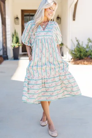 Somebody To Love Jade Green Floral Midi Dress
