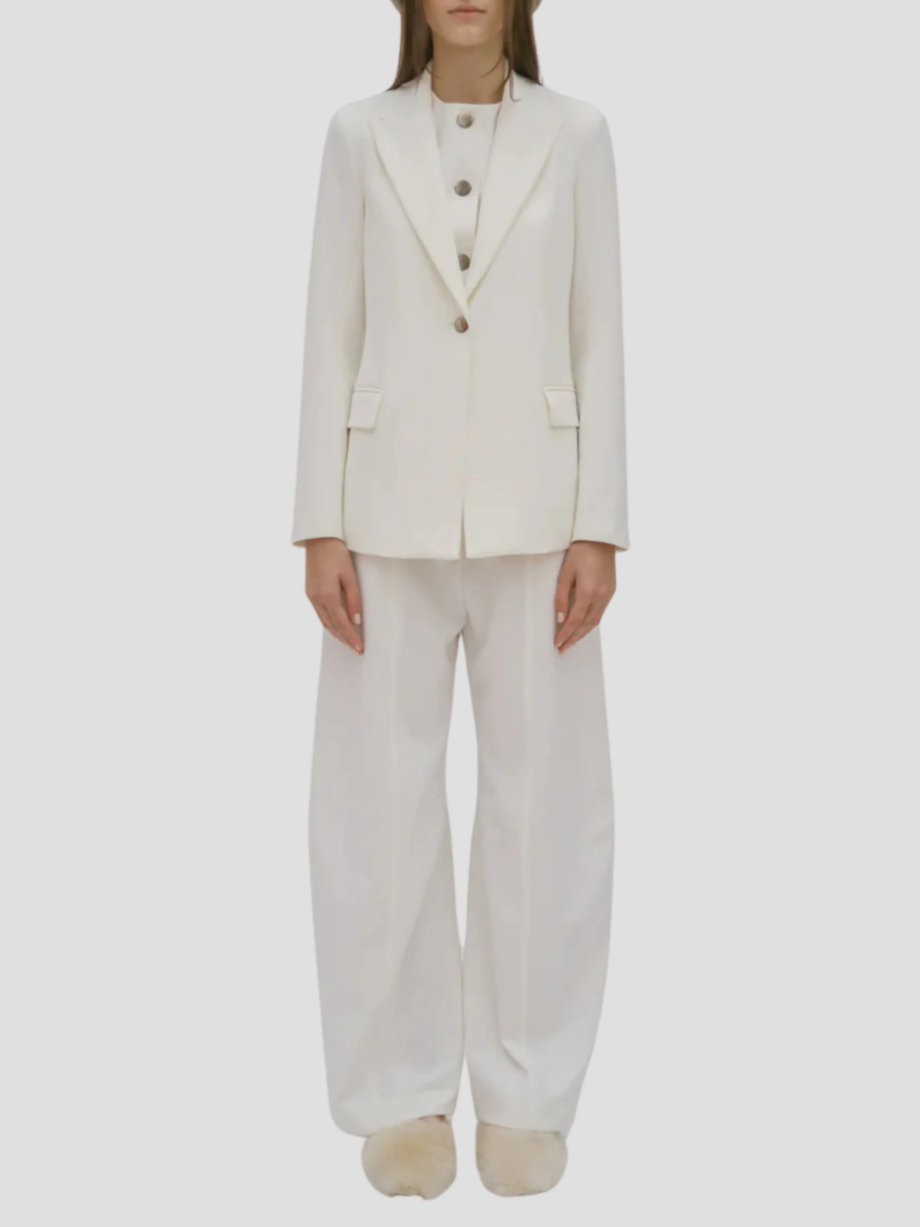 Straight Tab Pant in White