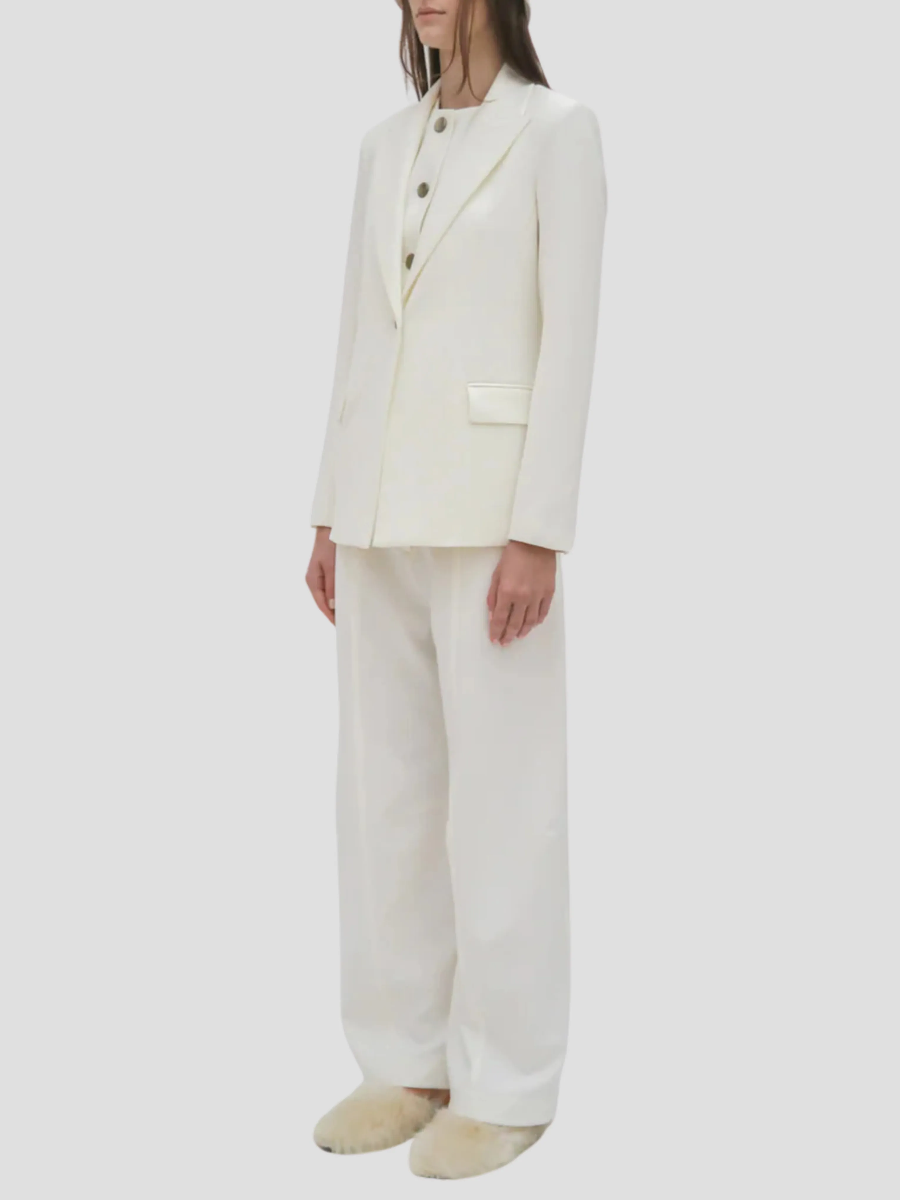 Straight Tab Pant in White