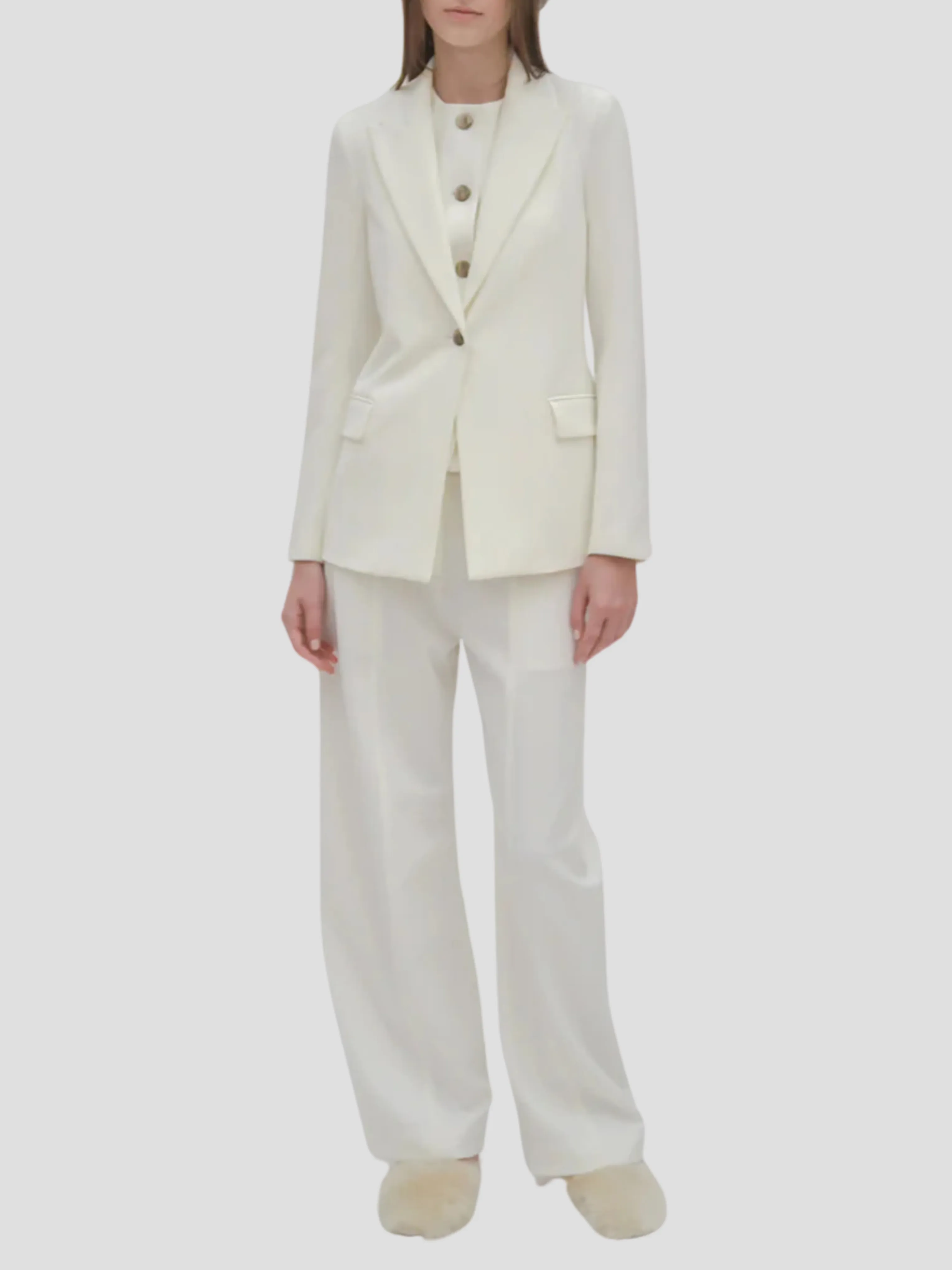 Straight Tab Pant in White