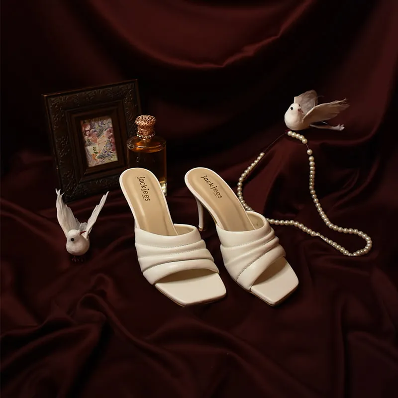 STRIPED HEELS WHITE