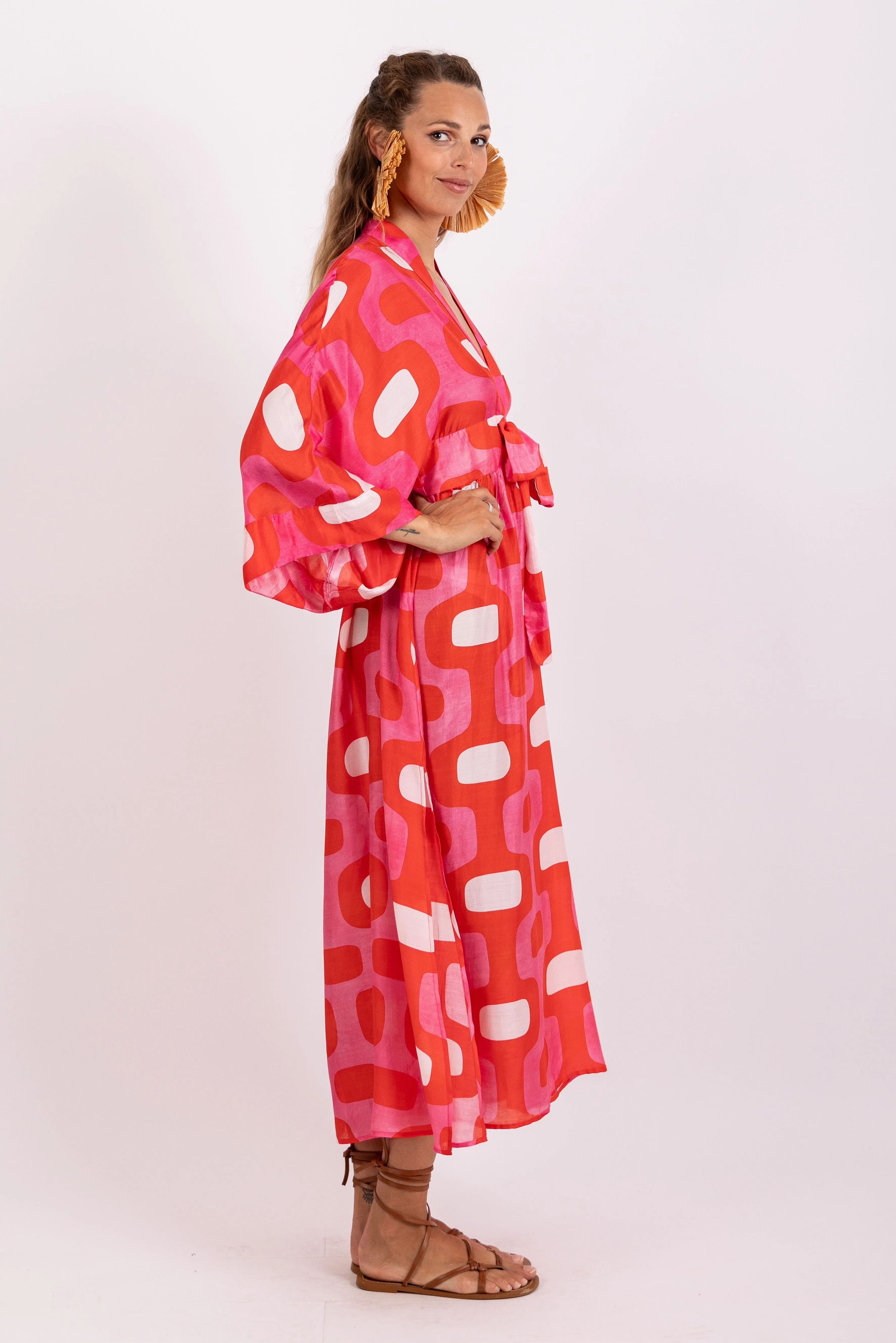 Sundress Pink & Red Janis Long Dress