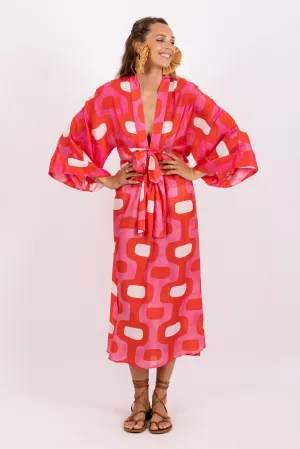 Sundress Pink & Red Janis Long Dress