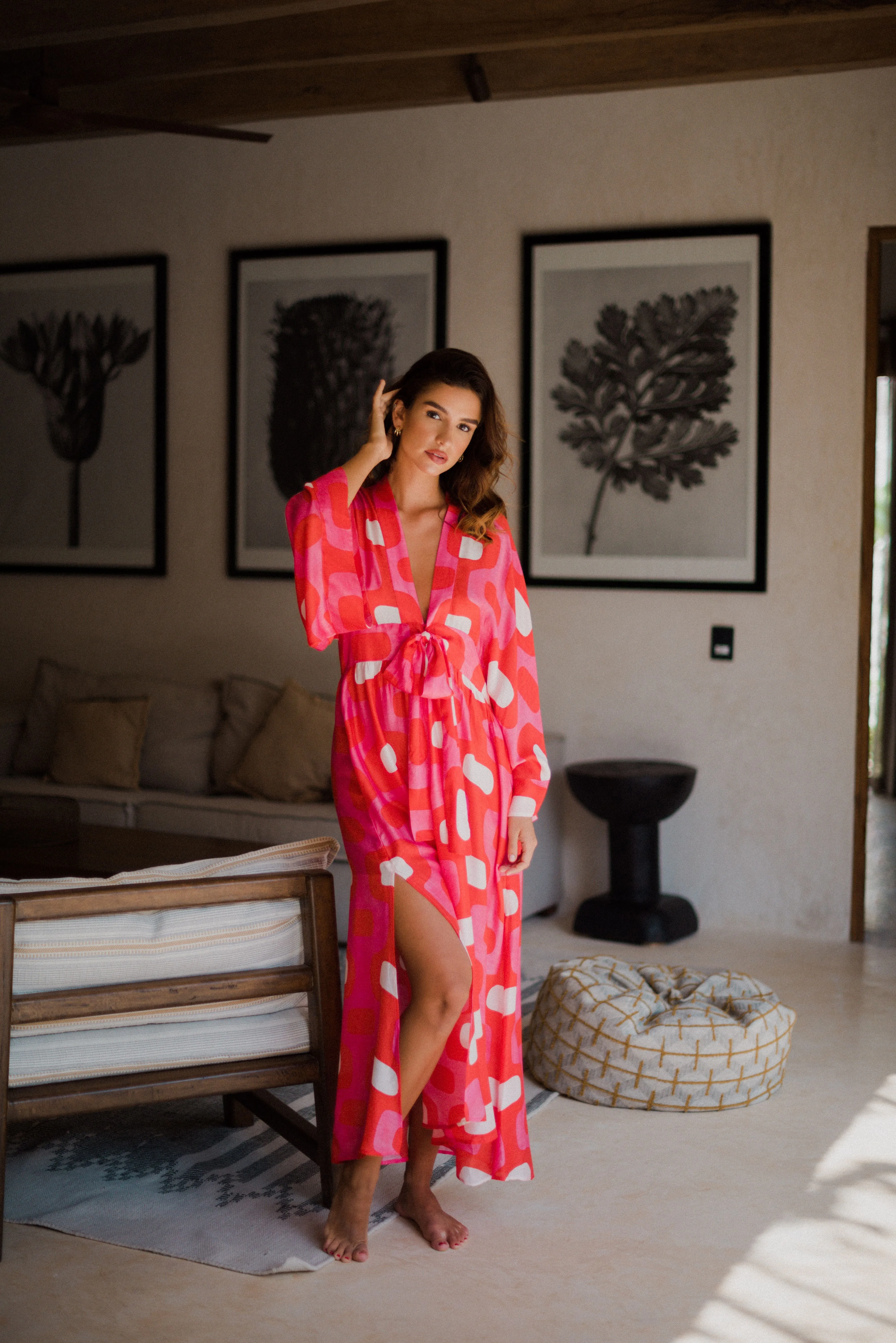 Sundress Pink & Red Janis Long Dress
