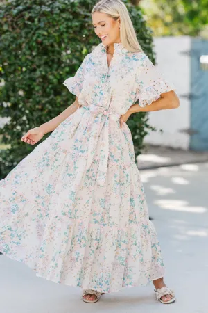 The Victorious Cream Eyelet Maxi Dress