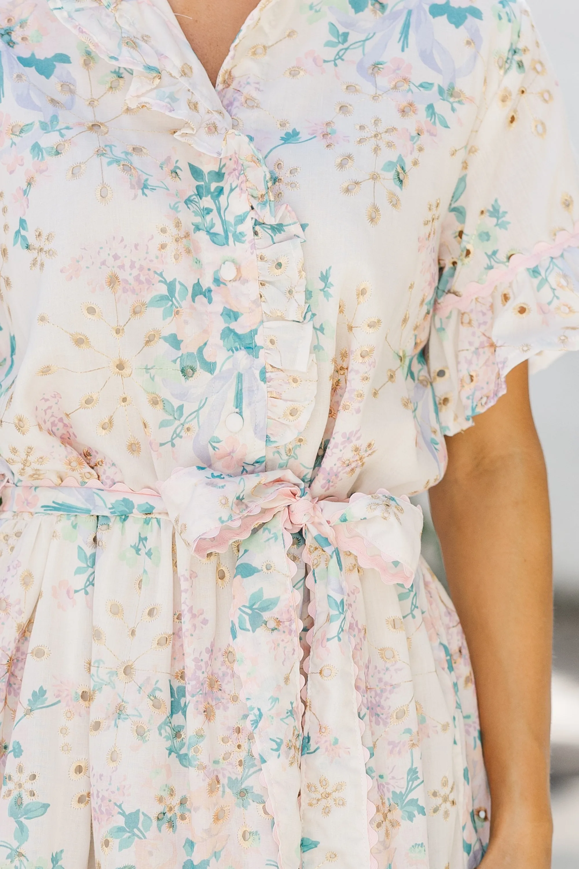 The Victorious Cream Eyelet Maxi Dress