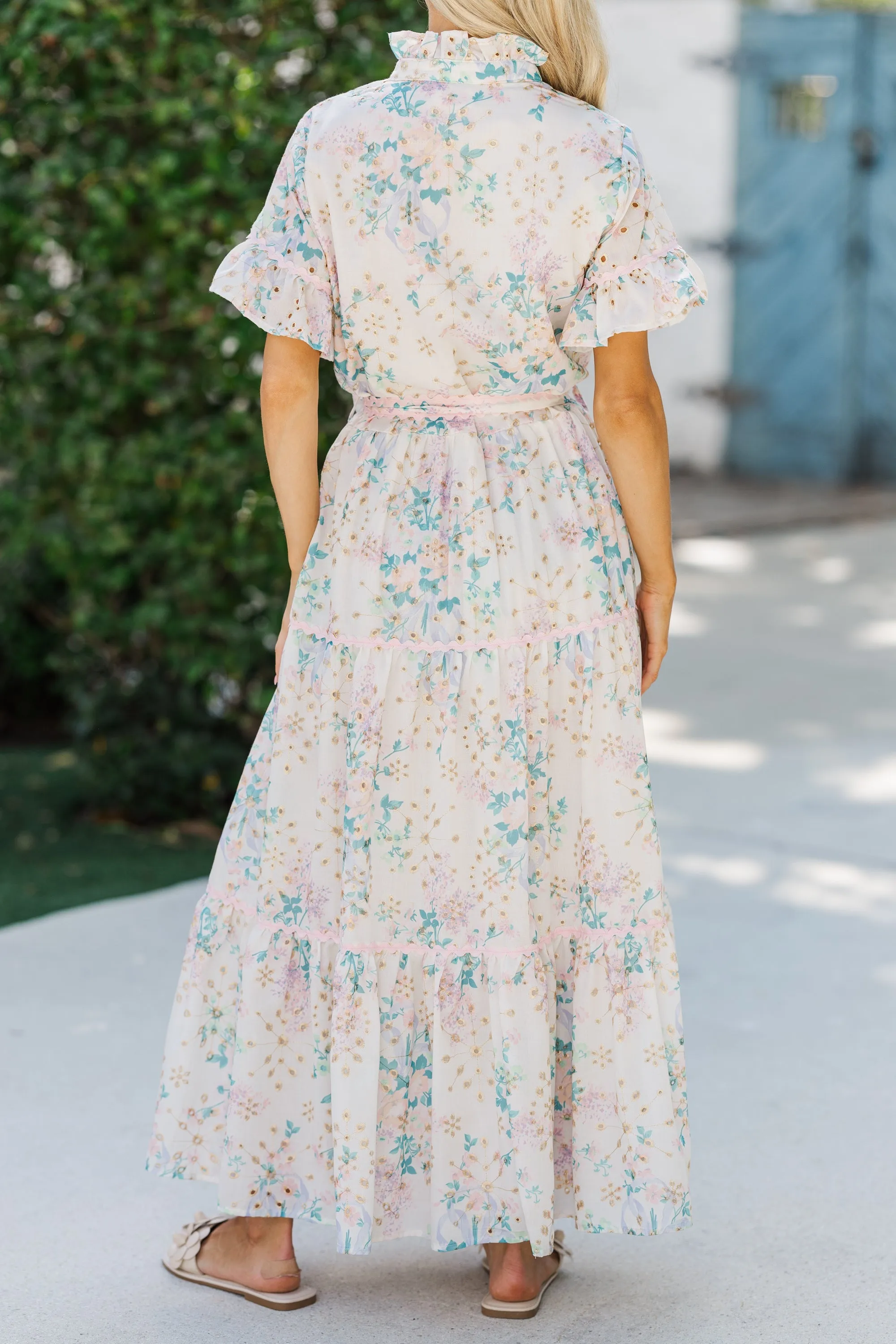 The Victorious Cream Eyelet Maxi Dress