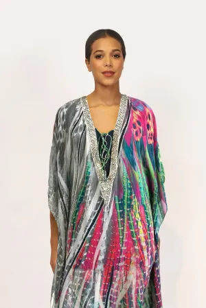 Tie-n-Die Printed Silk Kaftan