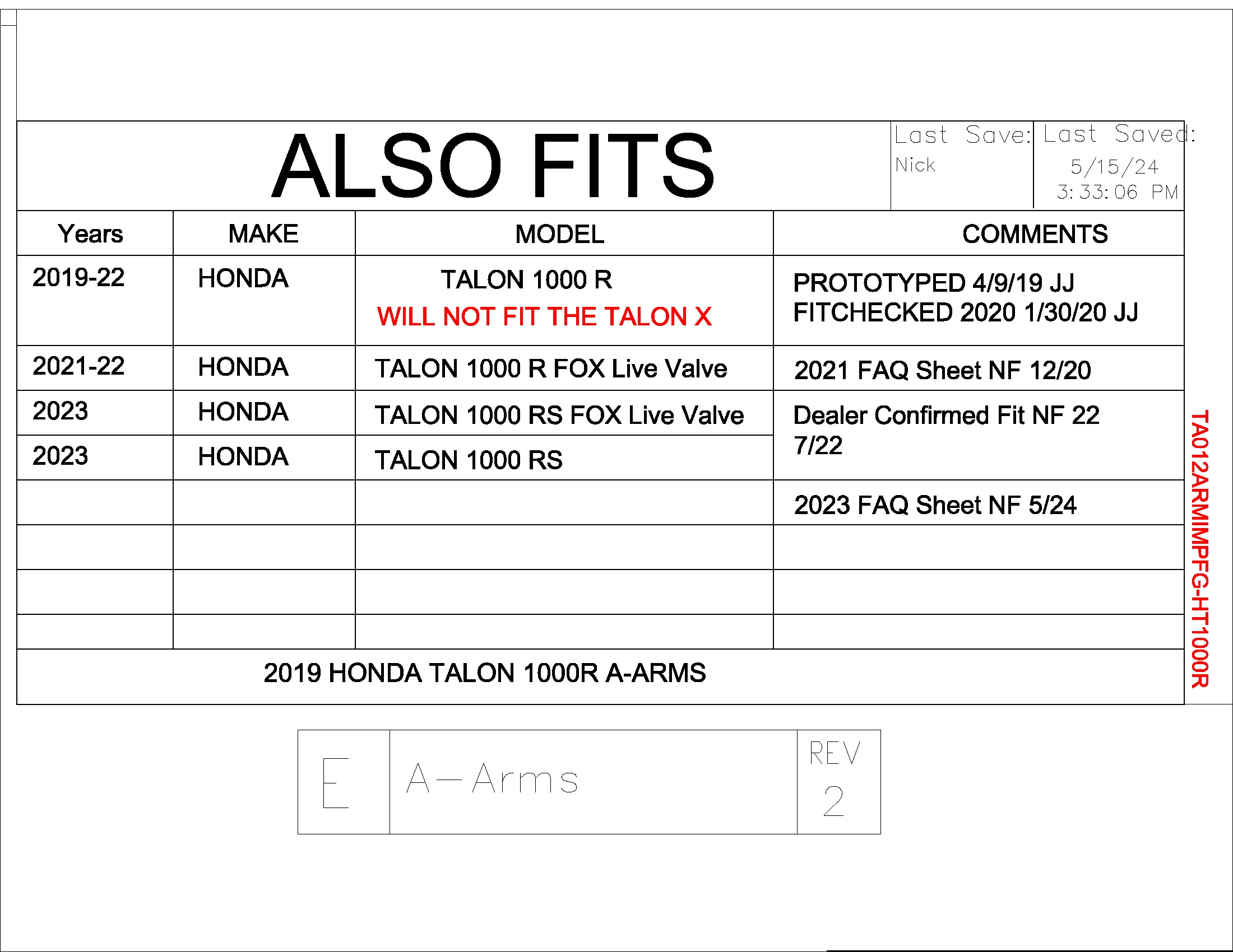 Trail Armor 2019 - 2022 Honda Talon 1000 R, 2021 - 2022 Talon 1000 R Fox Live Valve Edition, 2023 Talon 1000 RS Fox Live Valve, Talon 1000 RS iMpact Front A-Arm Guards