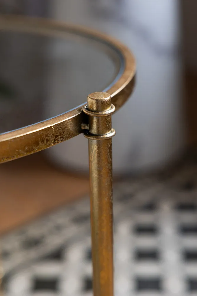 Vintage-Style Gold & Glass Side Table