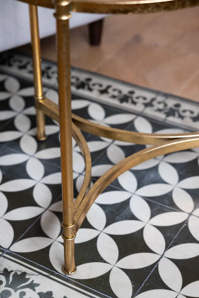 Vintage-Style Gold & Glass Side Table
