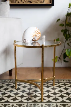Vintage-Style Gold & Glass Side Table