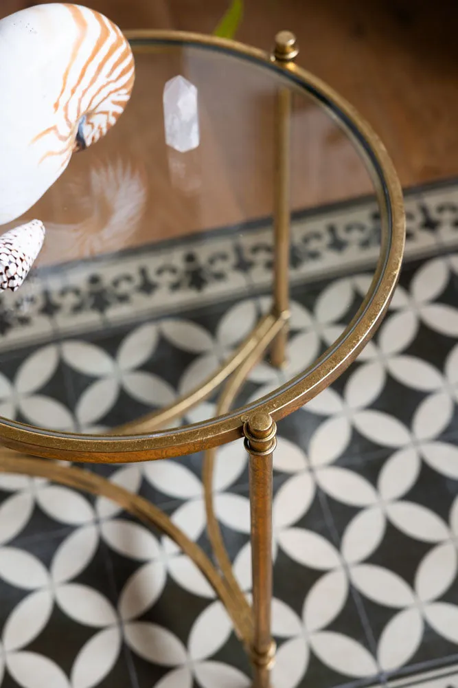 Vintage-Style Gold & Glass Side Table