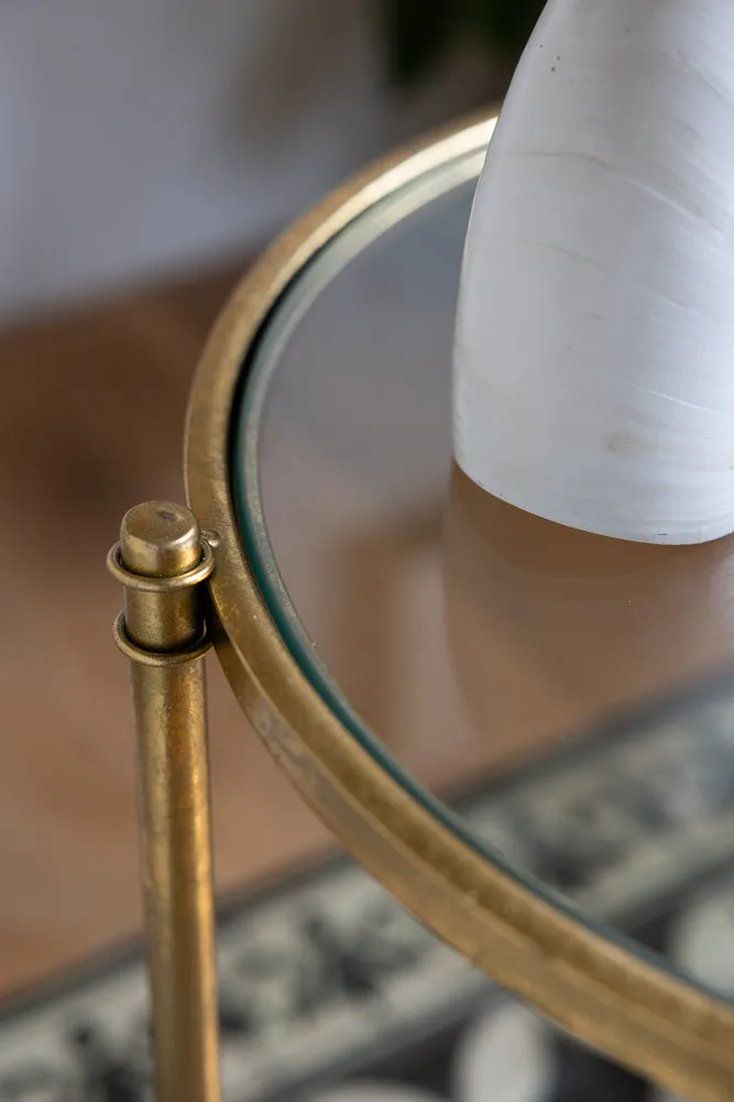 Vintage-Style Gold & Glass Side Table