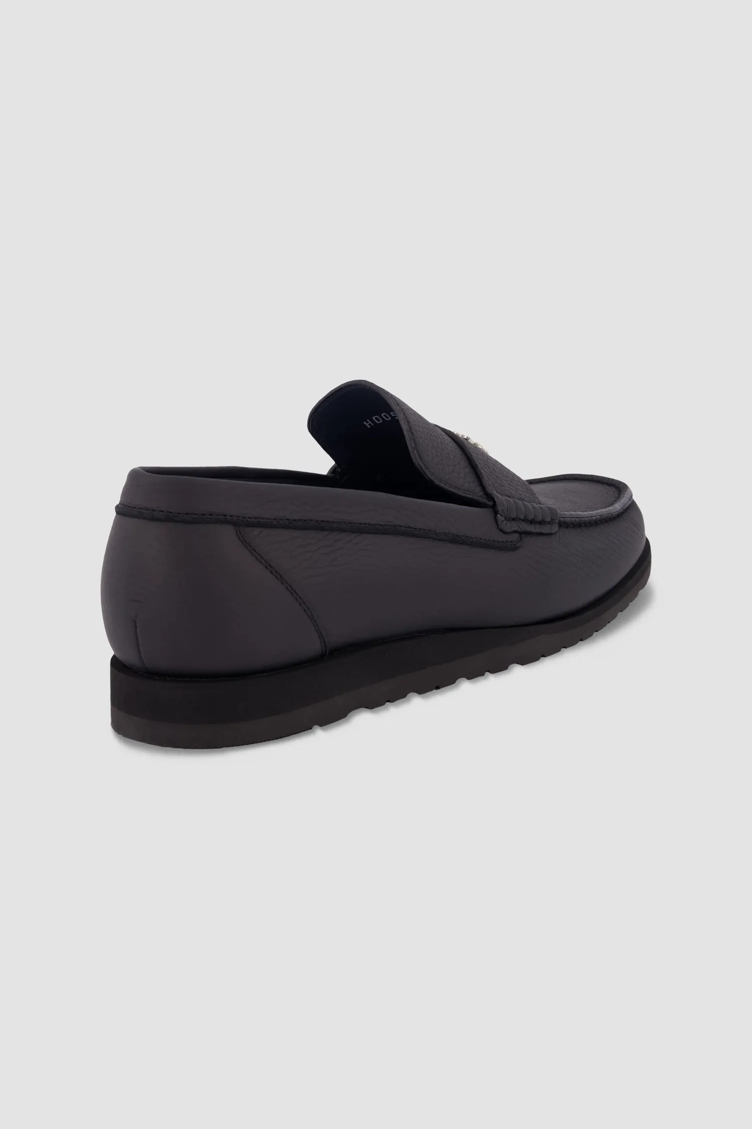 Zilli Black Hand Sew With Lion De Moccasins