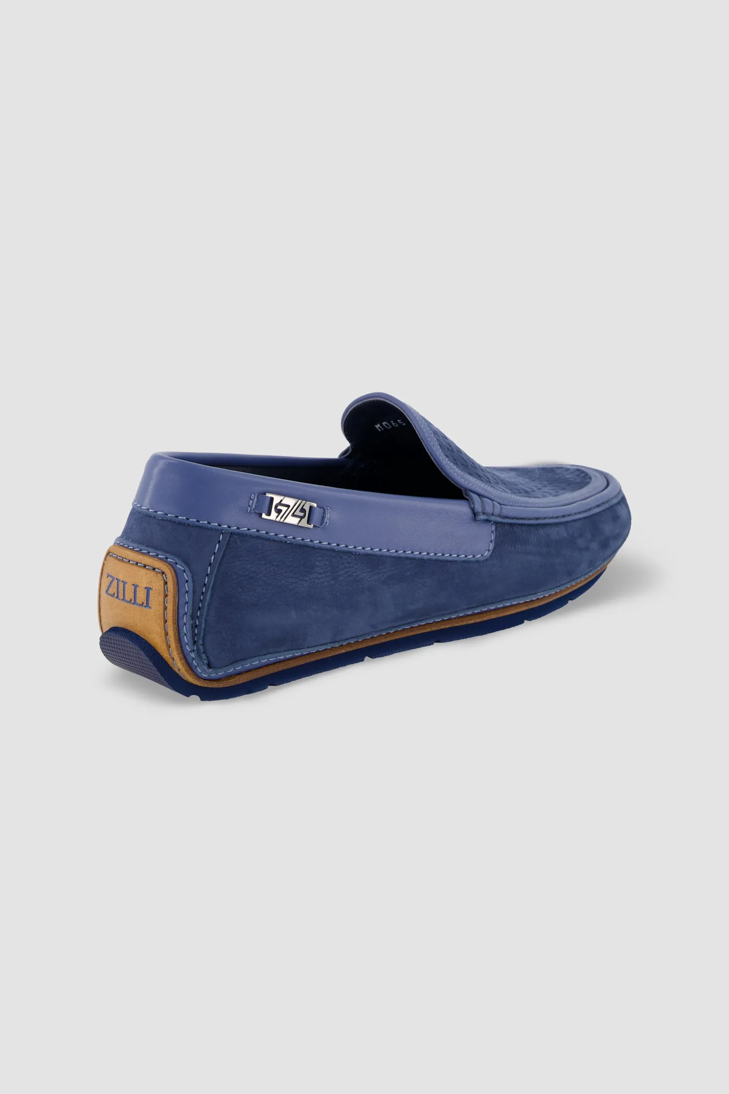 Zilli Blue Soft Nubuck Moccasins